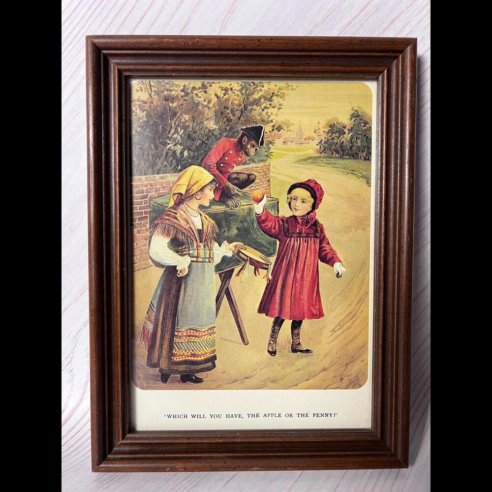 Vintage Framed Print: 'Which Will You Have, The Apple or The Penny?'